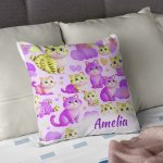 Cat-Themed Satin Polyester Cushion Cover