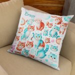 Cat-Themed Satin Polyester Cushion Cover
