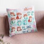 Cat-Themed Satin Polyester Cushion Cover