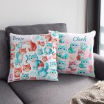 Cat-Themed Satin Polyester Cushion Cover