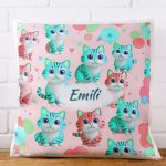 Cat-Themed Satin Polyester Cushion Cover
