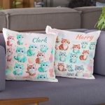 Cat-Themed Satin Polyester Cushion Cover