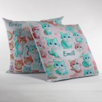 Cat-Themed Satin Polyester Cushion Cover