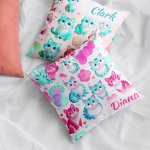 Cat-Themed Satin Polyester Cushion Cover