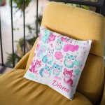 Cat-Themed Satin Polyester Cushion Cover