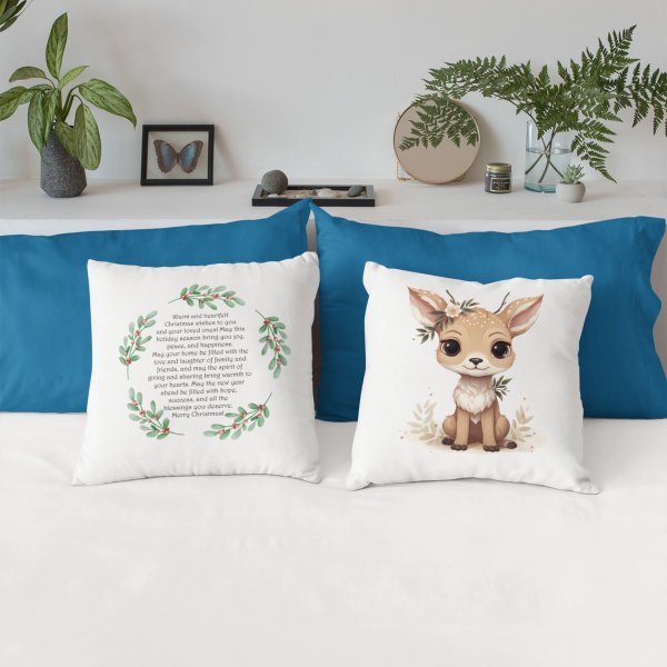 Christmas Cute Deer Pillow Case - Printedgifthouse