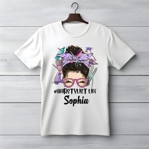 Personalized Job Title Messy Bun T-Shirt - printedgifthouse.com