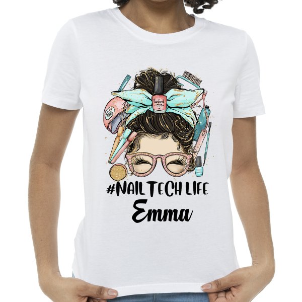 Personalized Job Title Messy Bun T-Shirt - printedgifthouse.com