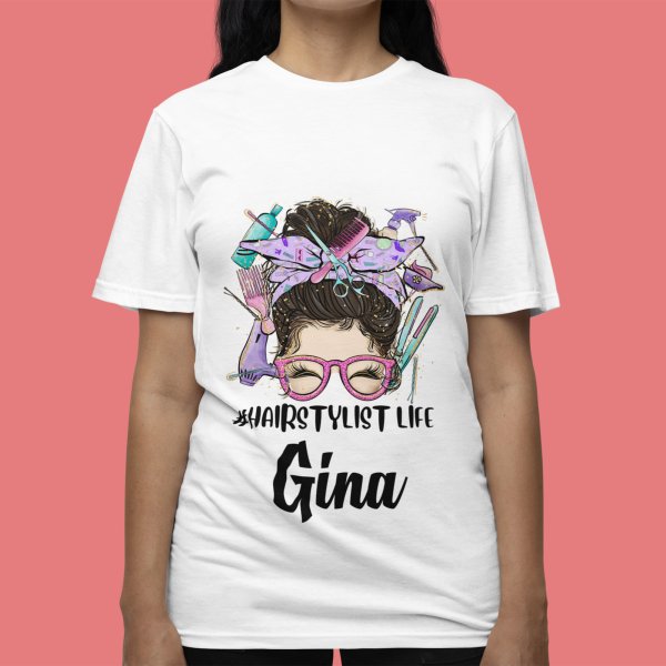 Personalized Job Title Messy Bun T-Shirt - printedgifthouse.com