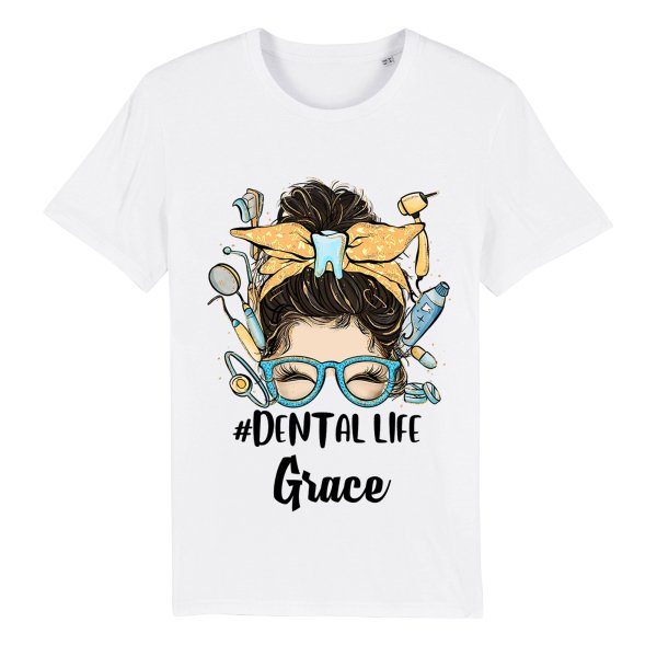 Personalized Job Title Messy Bun T-Shirt - printedgifthouse.com