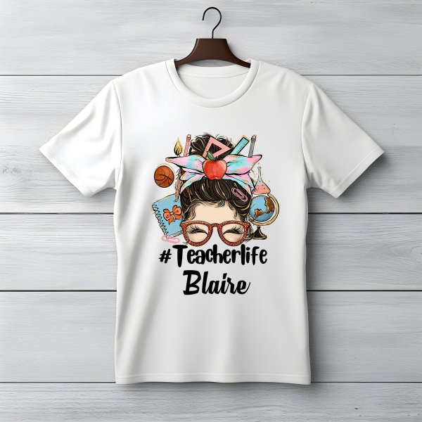 Personalized Job Title Messy Bun T-Shirt - printedgifthouse.com