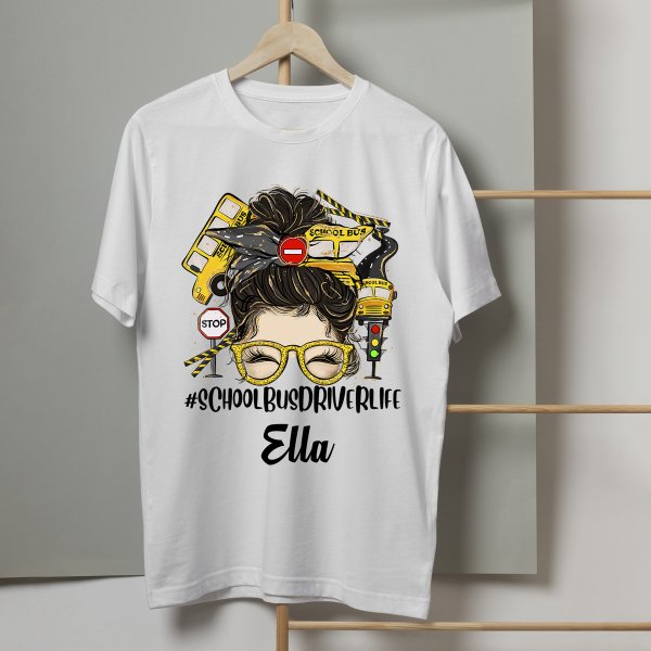 Personalized Job Title Messy Bun T-Shirt - printedgifthouse.com