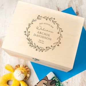Personalised Baby Girl/ Boy Wooden Box