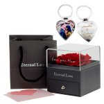 Heart Key Ring With Engraved Rose Box