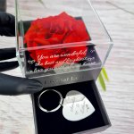 Heart Key Ring With Engraved Rose Box