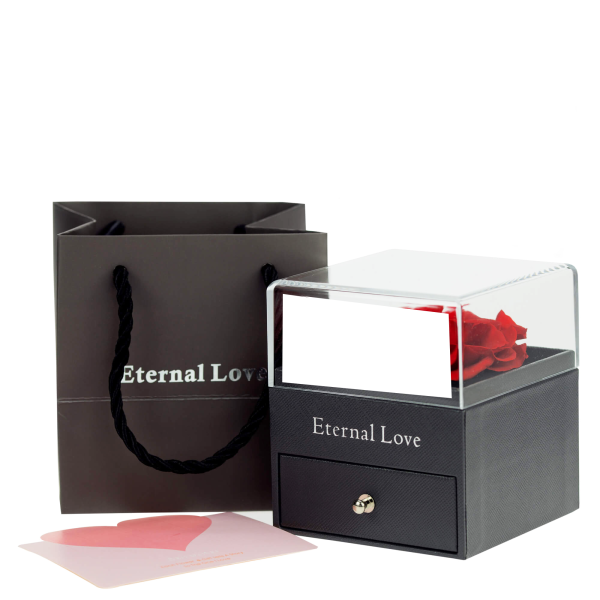 Heart Key Ring With Engraved Rose Box