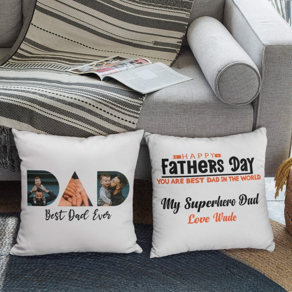 Dad photo collage cushion cover - printedgifthouse