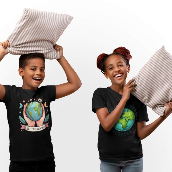 Earth day kids black t shirt - printedgifthouse