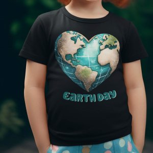 Earth day kids black t shirt - printedgifthouse