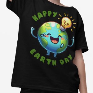 Earth day kids black t shirt - printedgifthouse