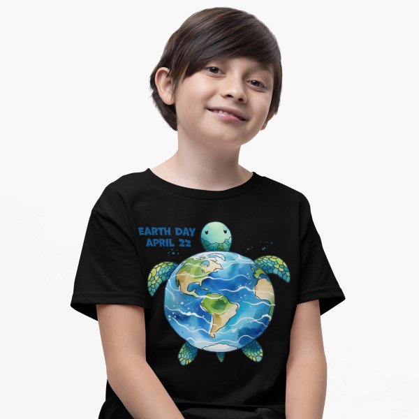 Earth day kids black t shirt - printedgifthouse