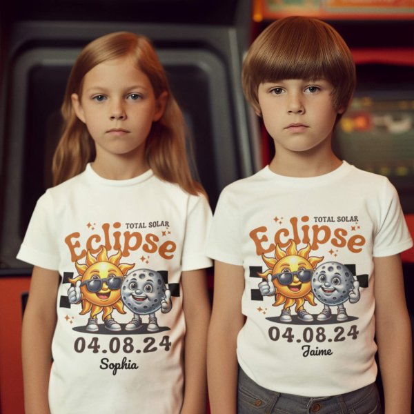 Solar eclipse kids t shirt white - printedgifthouse