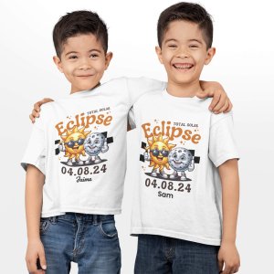 Solar eclipse kids t shirt white - printedgifthouse