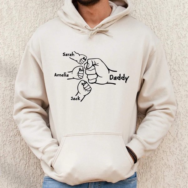 dad hoodie with kids name - fathers day - printedgifthouse