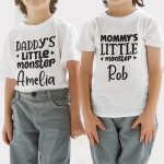 Mommy's Little Monster & Daddy's Little Monster Kids T-Shirt - printedgifthouse (19)