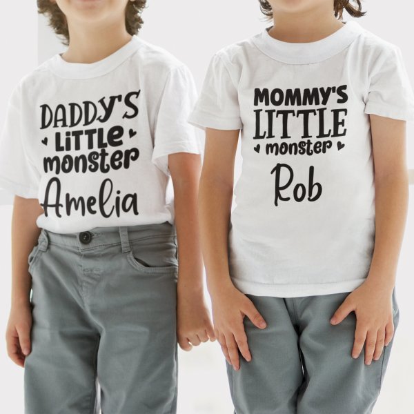 Mommy's Little Monster & Daddy's Little Monster Kids T-Shirt - printedgifthouse (19)