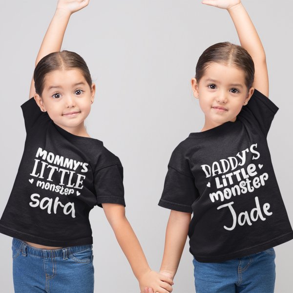 Mommy's Little Monster & Daddy's Little Monster Kids T-Shirt - printedgifthouse (6)