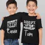 Mommy's Little Monster & Daddy's Little Monster Kids T-Shirt - printedgifthouse (8)