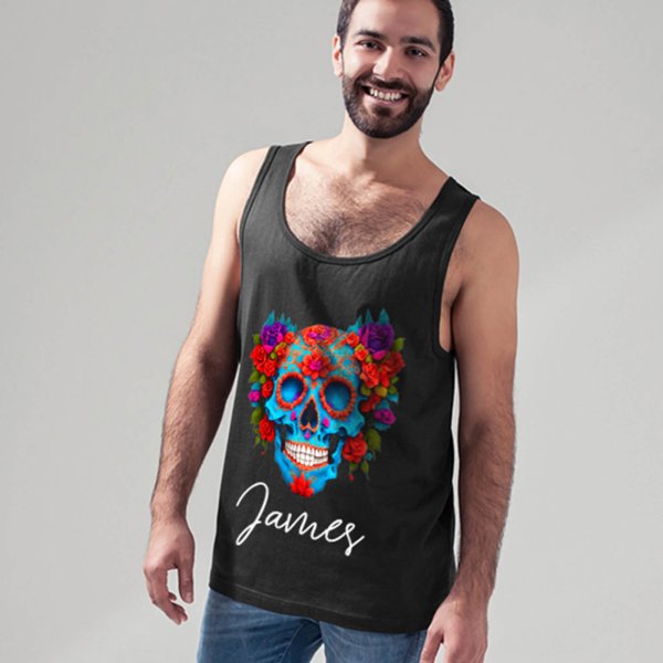 mens tank top - Day of the Dead Sugar Skull Art (5)