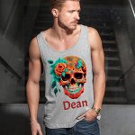 mens tank top - Day of the Dead Sugar Skull Art (6)