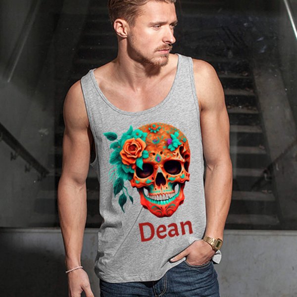 mens tank top - Day of the Dead Sugar Skull Art (6)